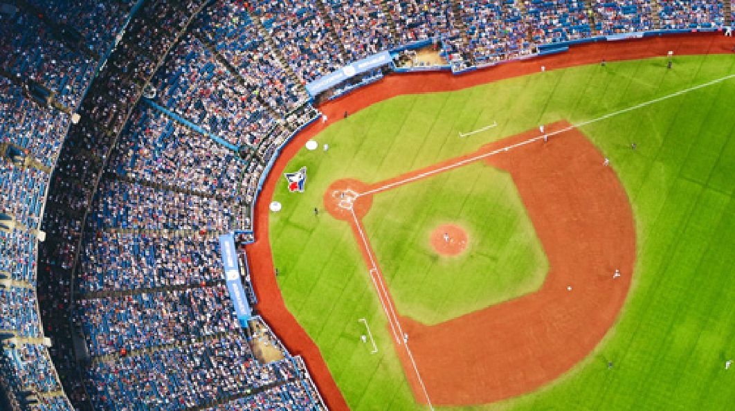 Aerial shot of a baseball field