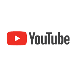 YouTube logo in a white circle